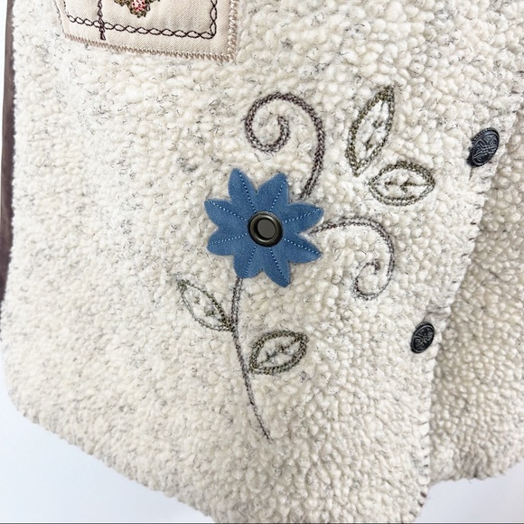 Vintage Southwestern Embroidered Fleece M Cream - Picture 6 of 9